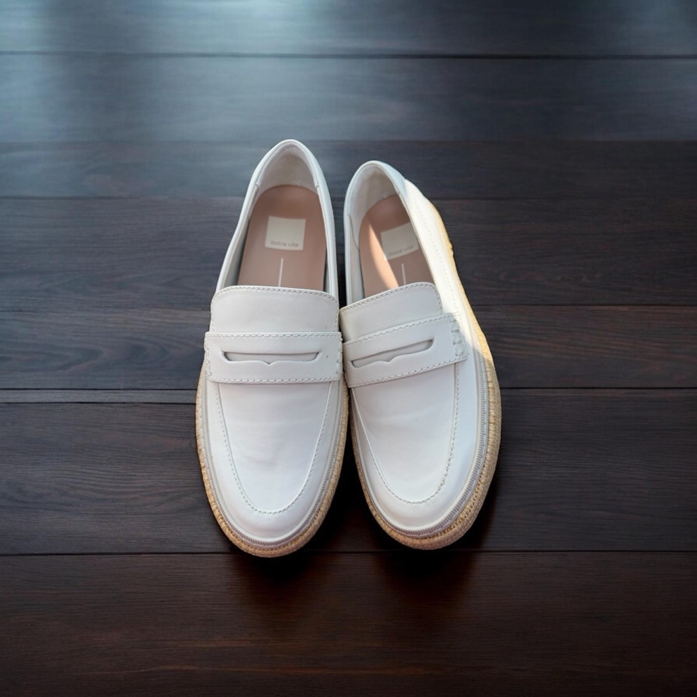 Dolce Vita Cream Leather Penny Loafers - Women's Flats